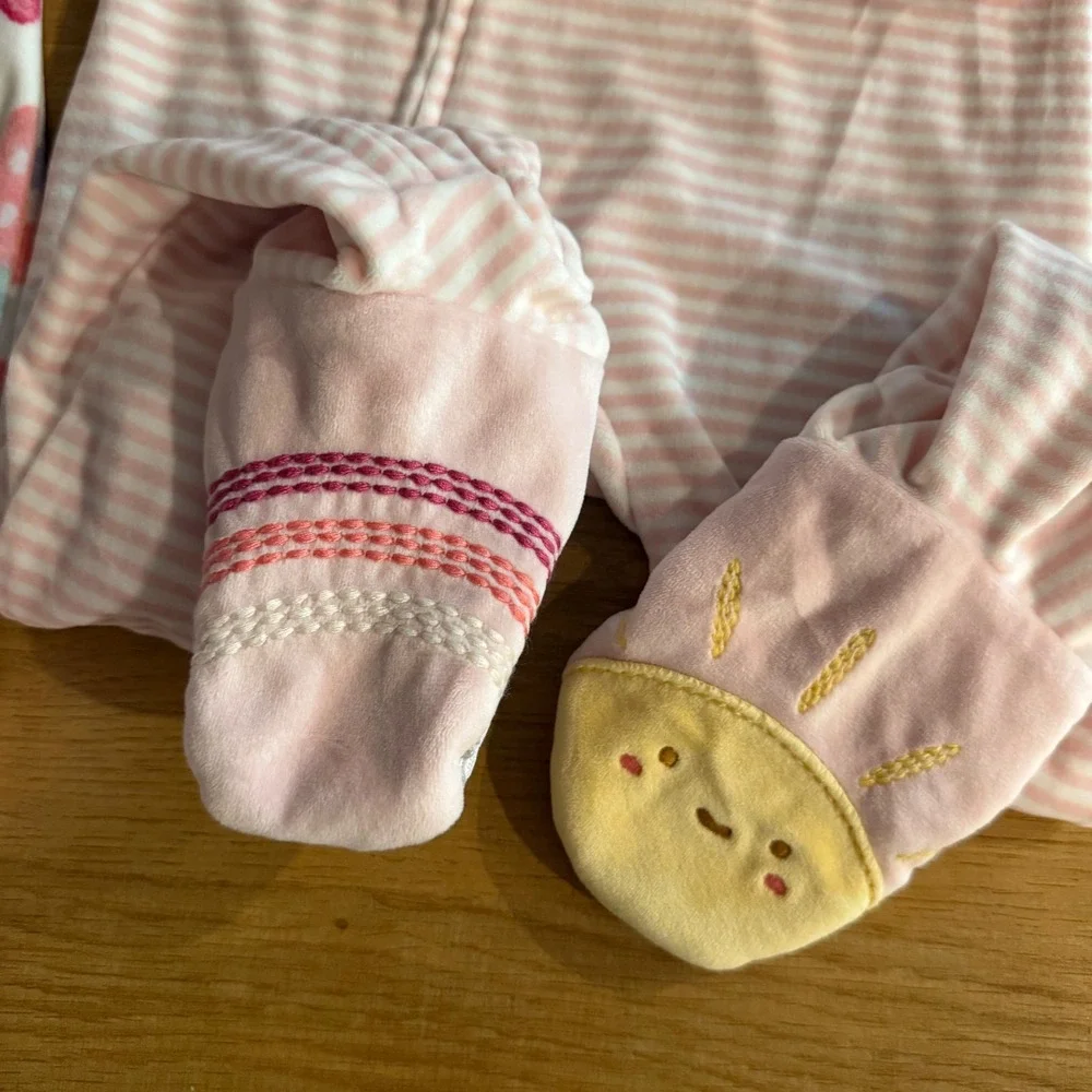 Carters Just One You Toddler Girls 2T Fleece Footed Pajamas Rainbow Sun Set 2pk